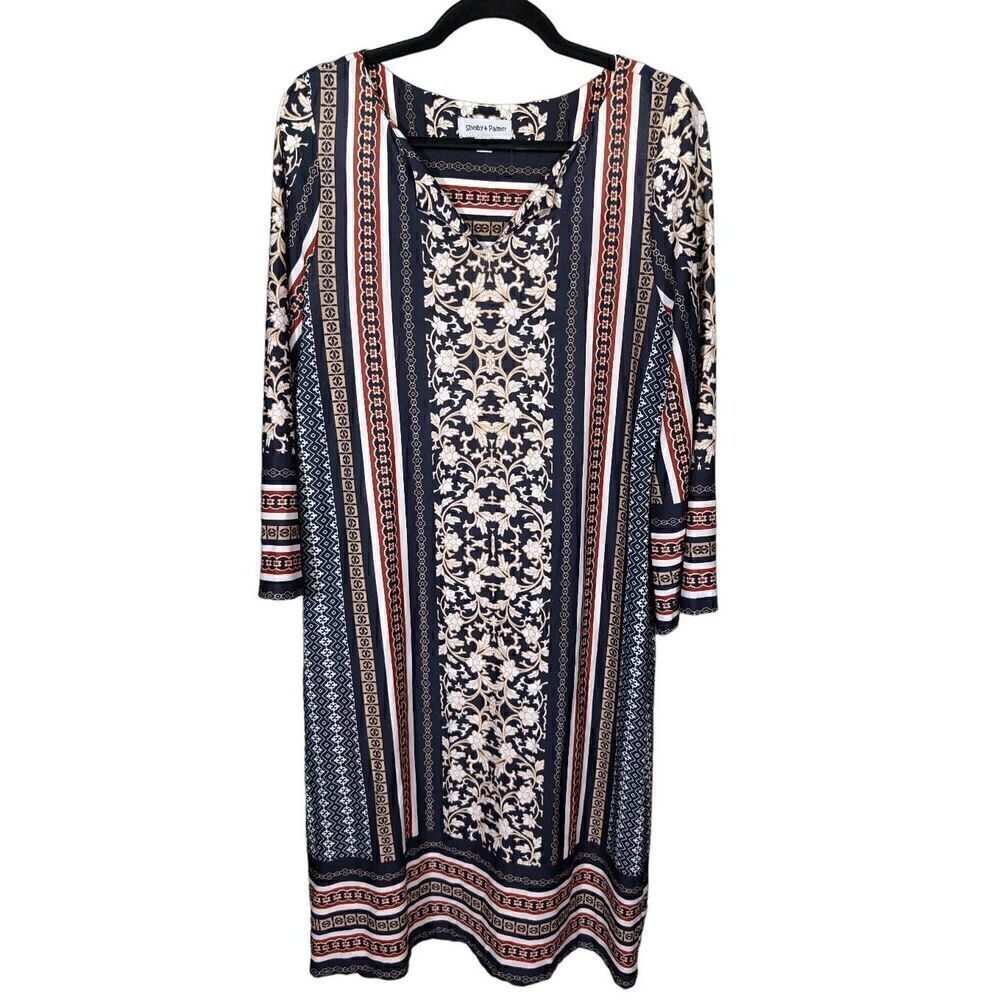 Shelby & Palmer Shift Striped Jersey Knit Dress Women's XL
